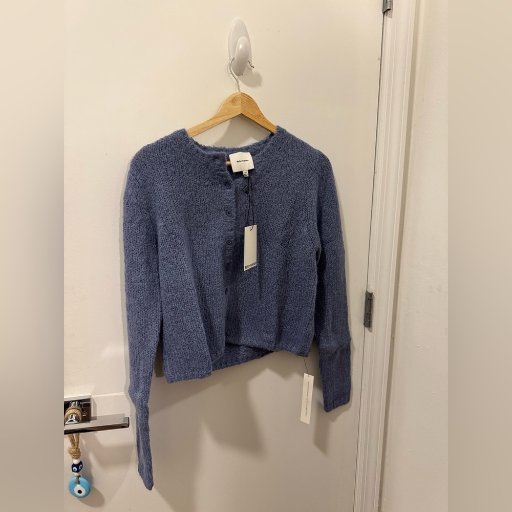 NWT reformation Clara knit cardigan in cornflower - size XS - Picture 2 of 3